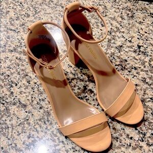 Flash Sale: Dream Pairs Tan Heels Ankle Strap Worn Once! 27k Amzn reviews